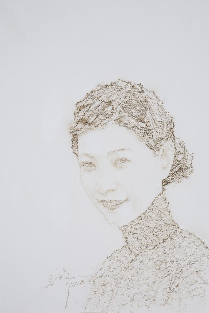 《肖像》49×54cm纸本素描2018年