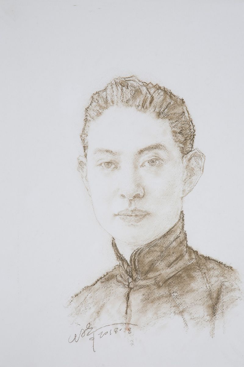 《肖像》49×54cm纸本素描2018年