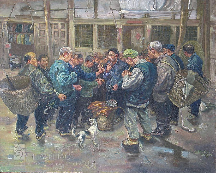 14  《乡场系列.烟摊子》  41×33cm