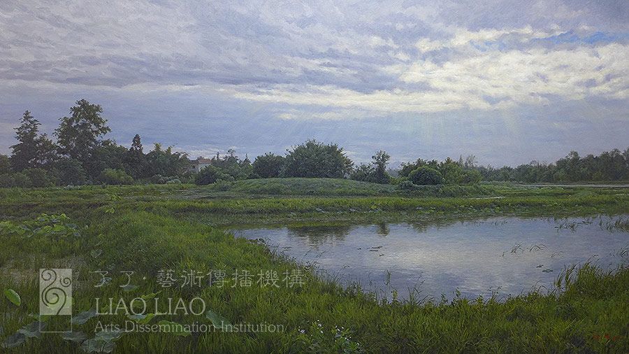 14  《最爱荷风晚归处》  130×97cm